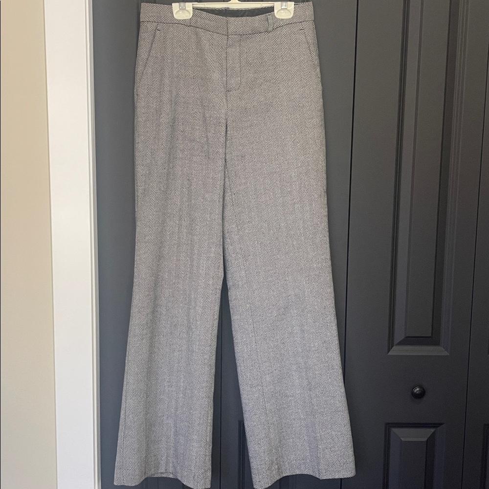 Banana Republic Black Herringbone Laine Wool Trousers